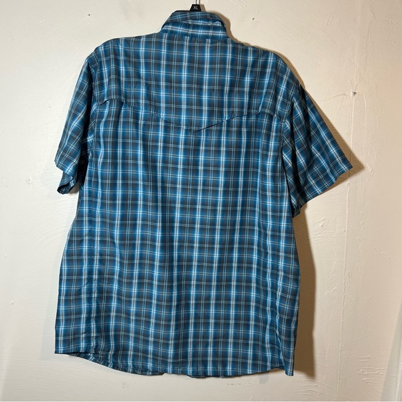 Outback Trading Company Pearl Snap Button Up Shirt Blue Plaid Mens Large - Picture 4 of 4